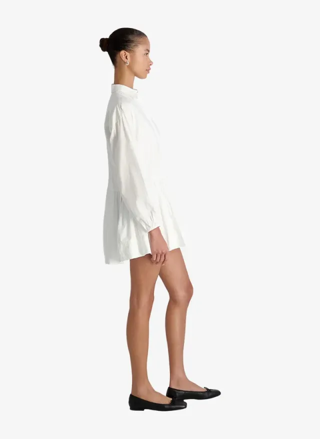 Women's Summer White Cambria Ctn Flr Mini Ls Dress – صورة 2