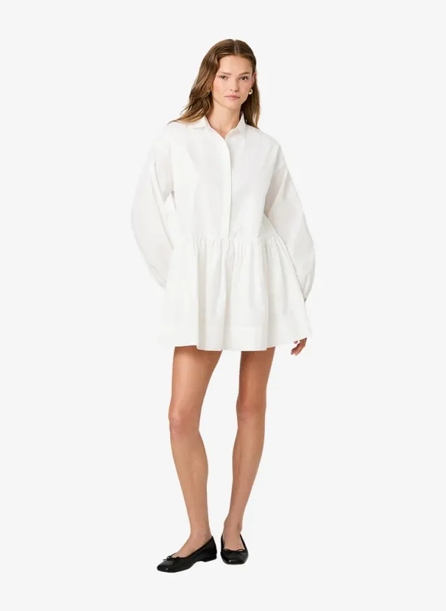 Women's Summer White Cambria Ctn Flr Mini Ls Dress – صورة 3