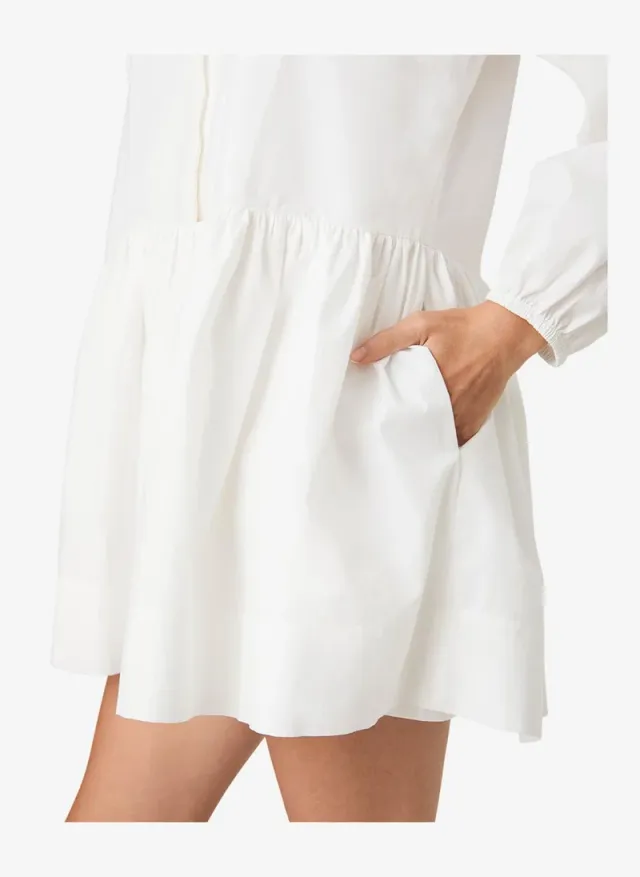 Women's Summer White Cambria Ctn Flr Mini Ls Dress – صورة 5