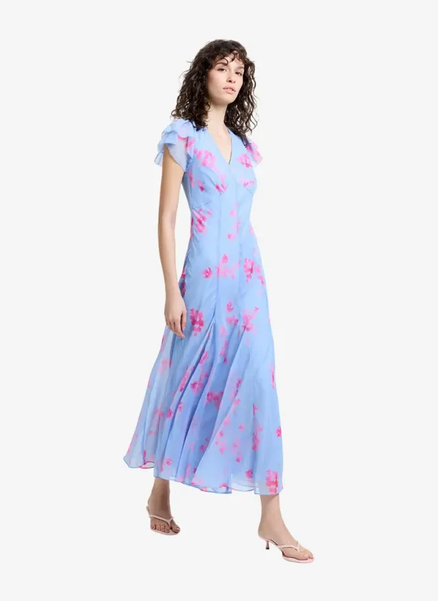 Women's Blue/Pink Multi Myla Hallie Crinkle Tea Dress – صورة 2