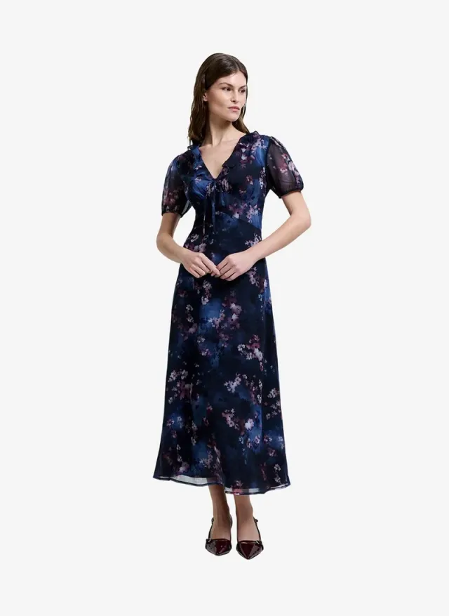 Women's Navy Multi Clara Emina Midi Smock Dress – صورة 3