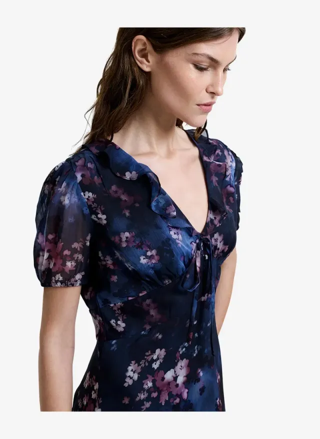 Women's Navy Multi Clara Emina Midi Smock Dress – صورة 4