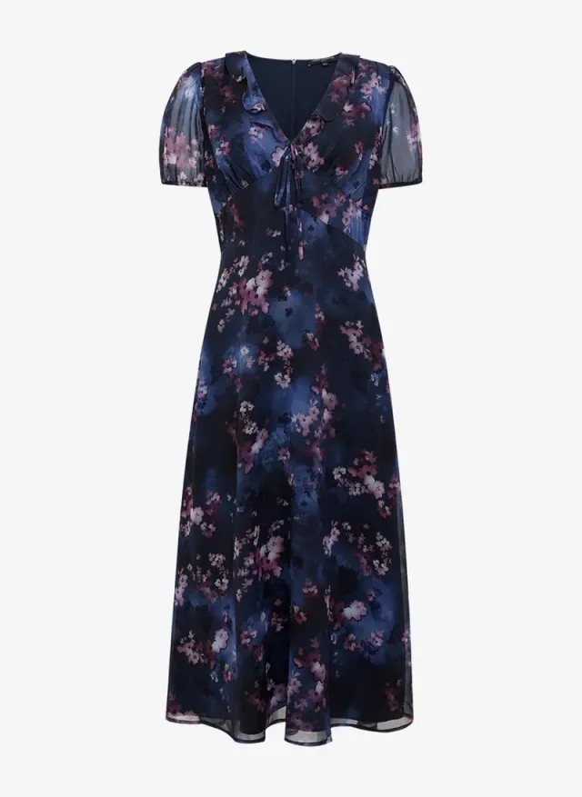 Women's Navy Multi Clara Emina Midi Smock Dress – صورة 5