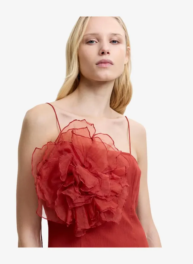 Women's Brick Red Emina Chiffon Maxi Dress – صورة 3