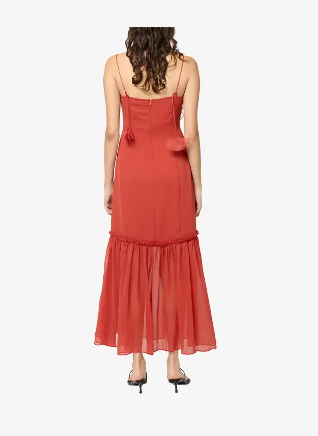 Women's Brick Red Emina Chiffon Maxi Dress – صورة 5