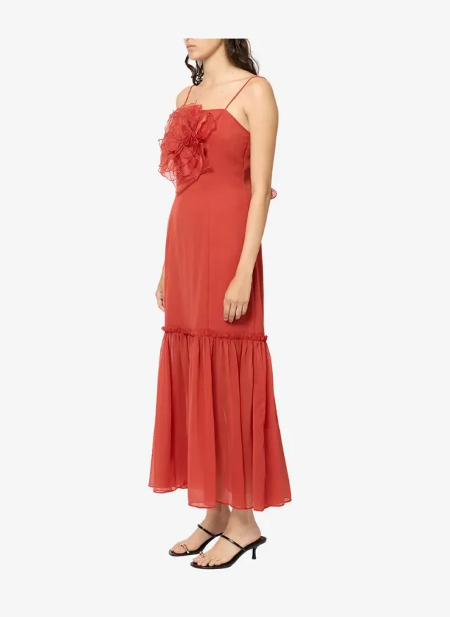 Women's Brick Red Emina Chiffon Maxi Dress – صورة 6