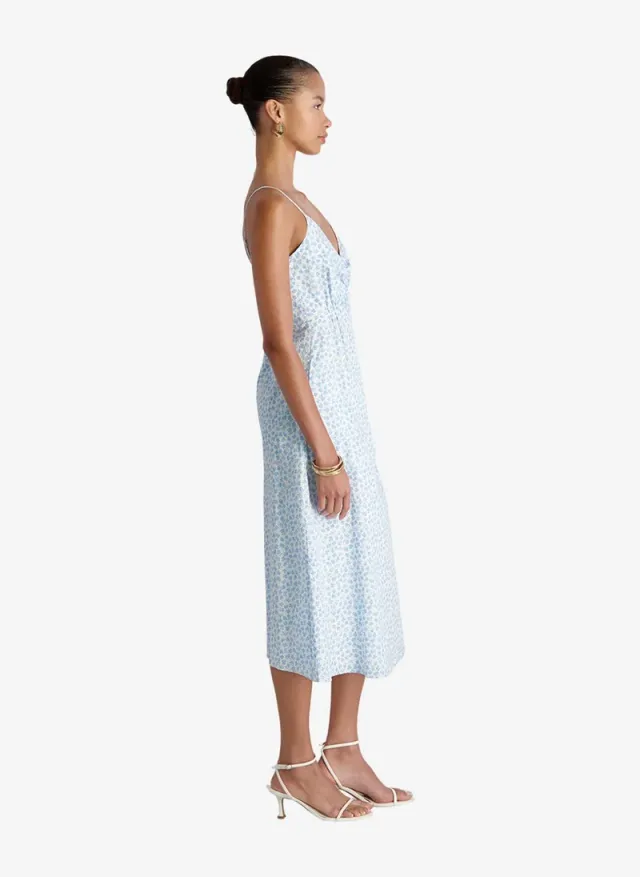 Women's White-Poolside Blue Rhodes Pop Stacey Flr Midi Dress – صورة 3