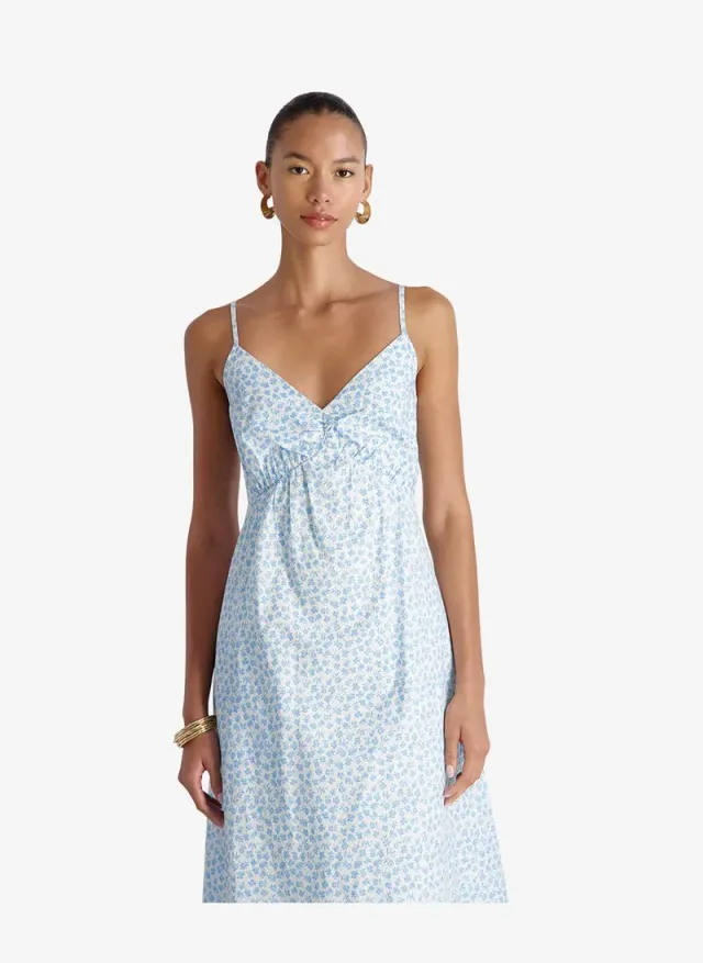 Women's White-Poolside Blue Rhodes Pop Stacey Flr Midi Dress – صورة 5