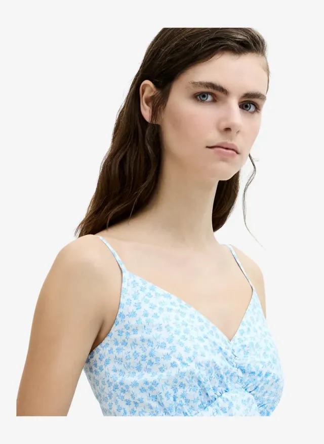 Women's White-Poolside Blue Rhodes Pop Stacey Flr Midi Dress – صورة 6