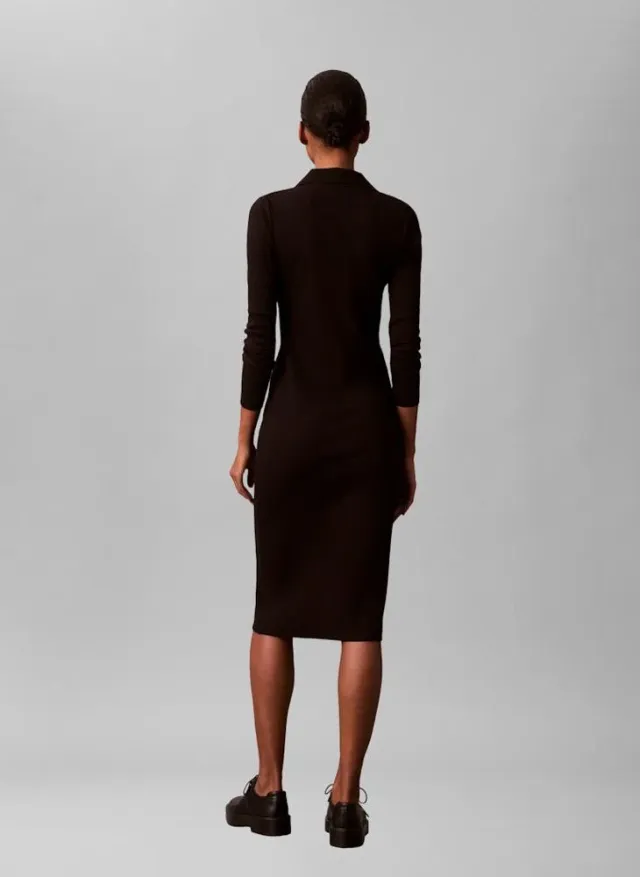 Long Sleeve Collar Neck Midi Dress – image 2
