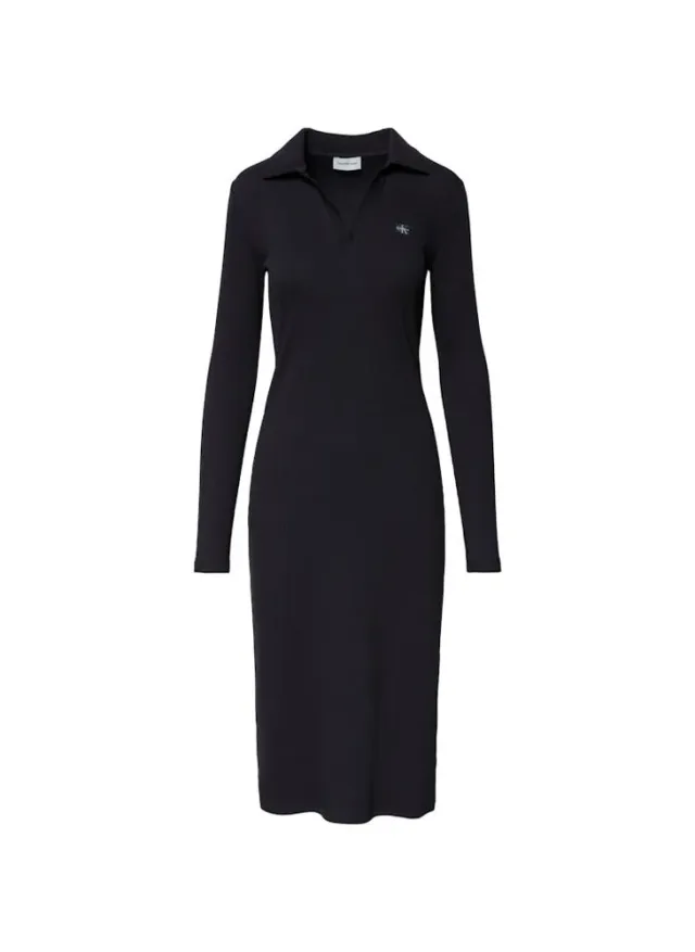 Long Sleeve Collar Neck Midi Dress – image 6