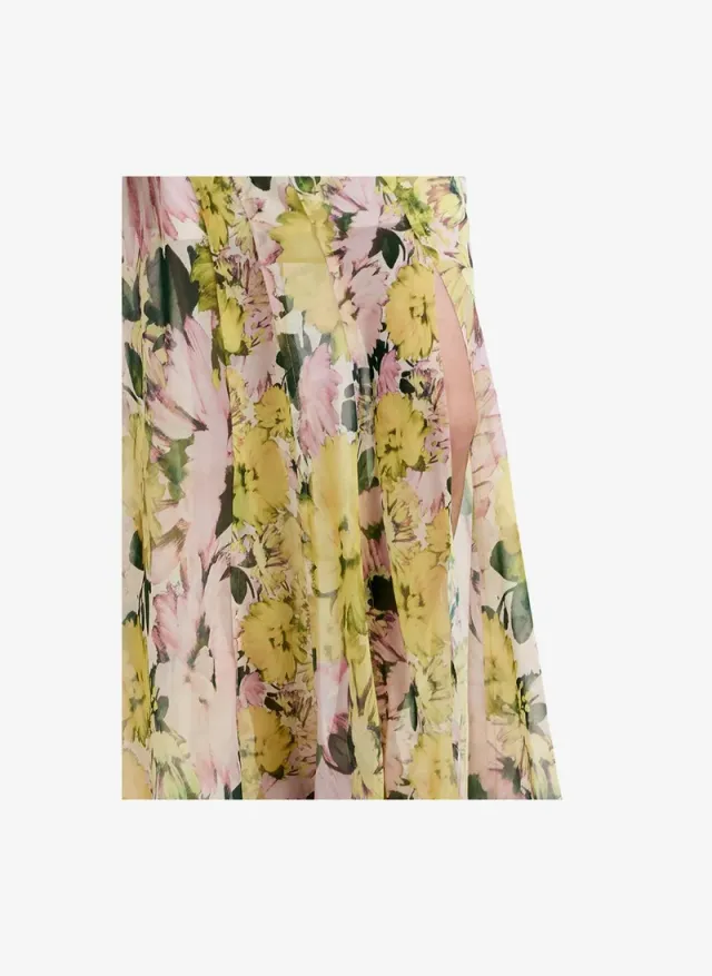 Women's Yellow Multi Carla Air Chiffon Curved Seam Dress – صورة 7