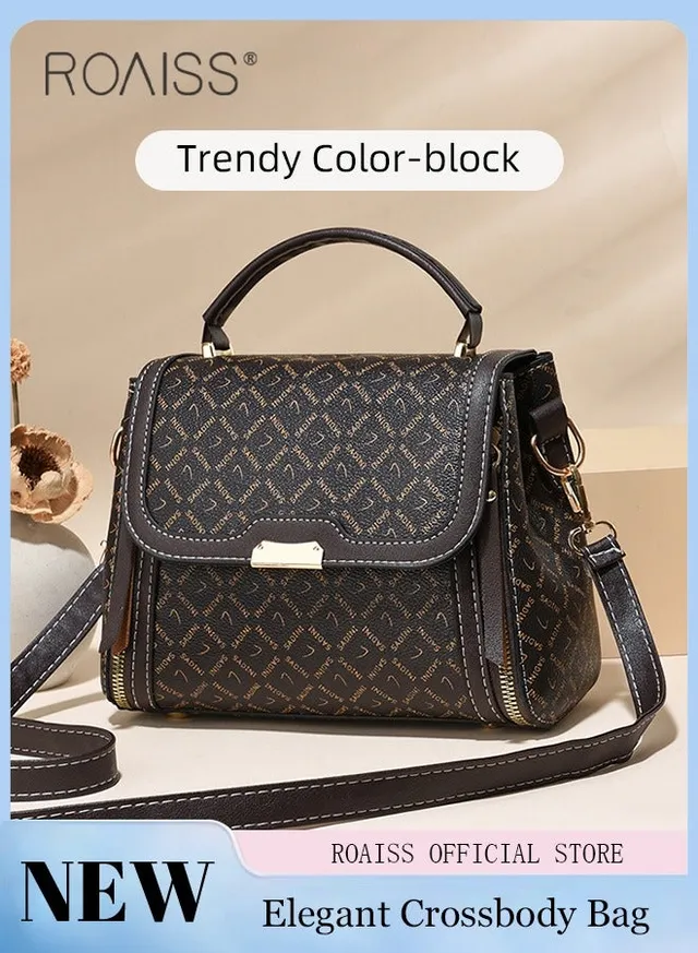 Women Stylish Crossbody Bag with Top Handle, Small Shoulder Bag with Adjustable Strap and Magnetic Buckle, Elegant Chic Handbag for Ladies, Ideal for Dating, Shopping and Everyday Use
