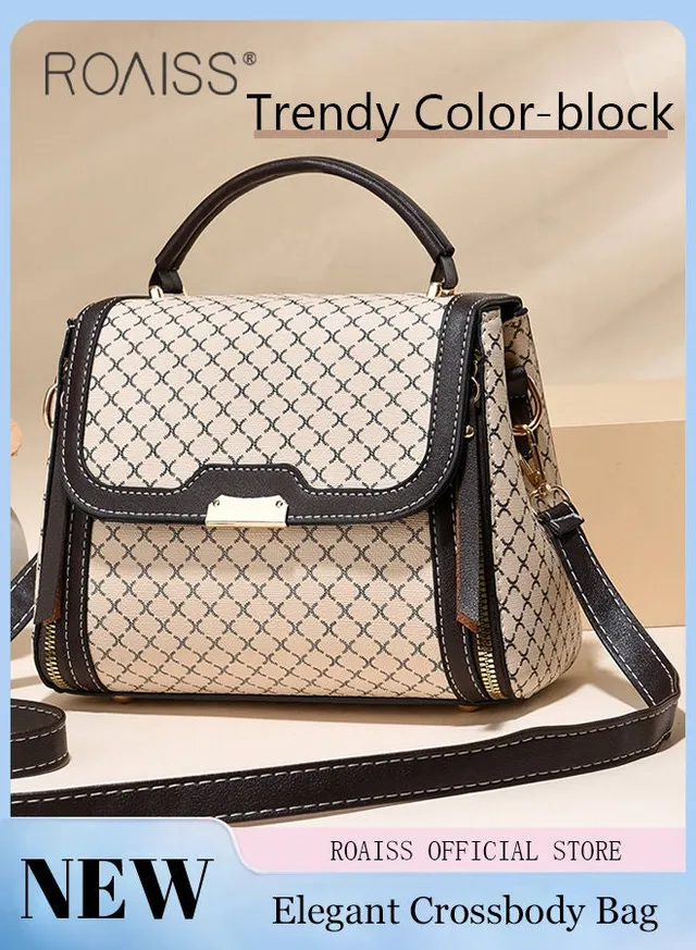 Women Stylish Crossbody Bag with Top Handle, Small Shoulder Bag with Adjustable Strap and Magnetic Buckle, Elegant Chic Handbag for Ladies, Ideal for Dating, Shopping and Everyday Use