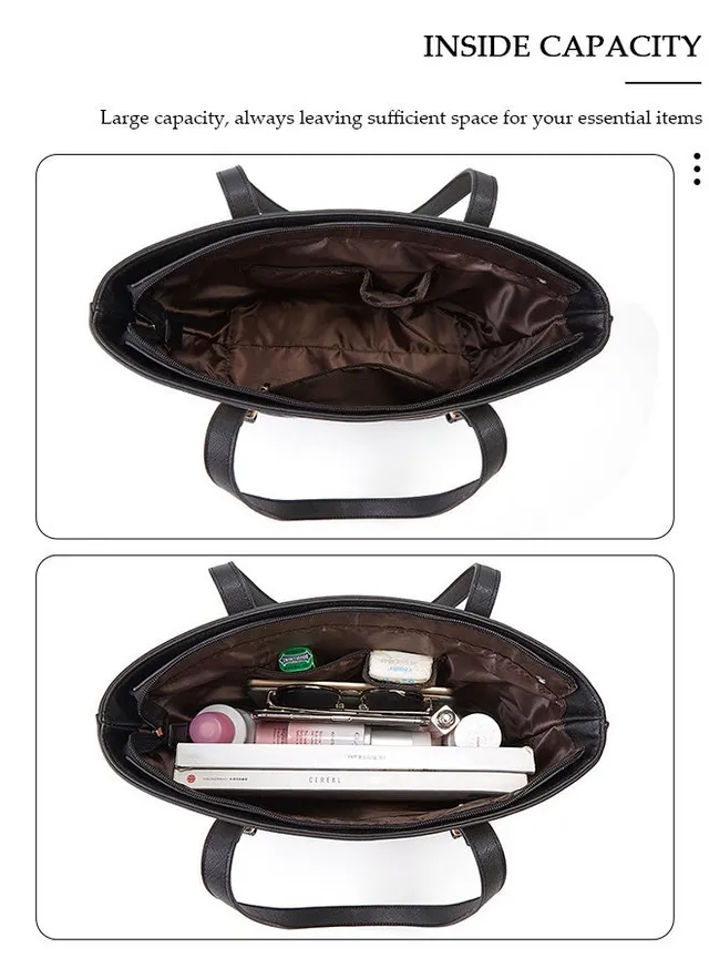 3pcs Women's Fashion Shoulder Tote Bag Faux Leather Handbag Crossbody bag Purse Set Large Capacity Tote Bag Fashionable Travel Messenger Shoulder Bag For Ladies – image 4