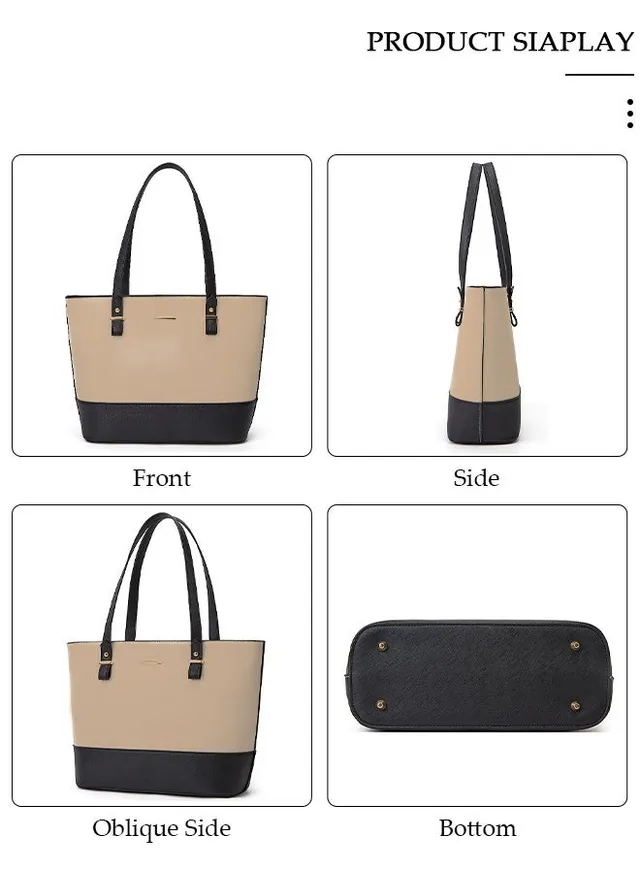 3pcs Women's Fashion Shoulder Tote Bag Faux Leather Handbag Crossbody bag Purse Set Large Capacity Tote Bag Fashionable Travel Messenger Shoulder Bag For Ladies – image 6
