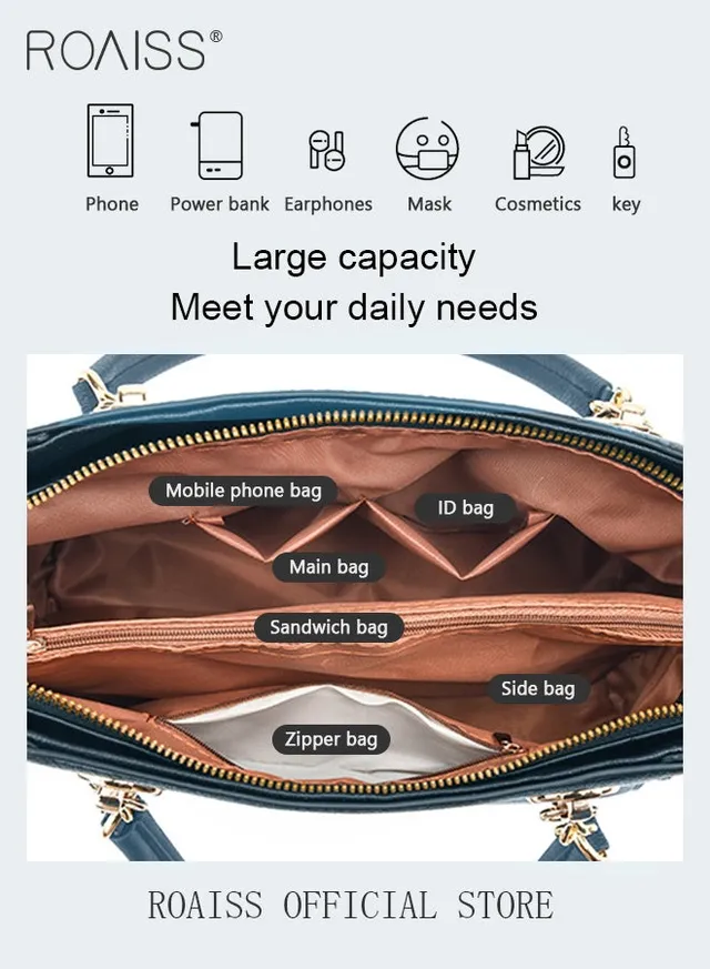 Large Shoulder Crossbody Bag for Women with Matching Clutch Ladies Tote Bag and Satchel with Hardware Buckle and Bottom Rivet – image 2
