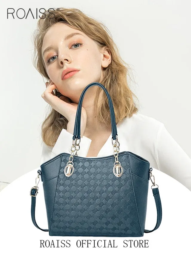 Large Shoulder Crossbody Bag for Women with Matching Clutch Ladies Tote Bag and Satchel with Hardware Buckle and Bottom Rivet – image 3