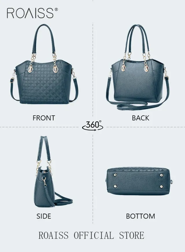 Large Shoulder Crossbody Bag for Women with Matching Clutch Ladies Tote Bag and Satchel with Hardware Buckle and Bottom Rivet – image 4