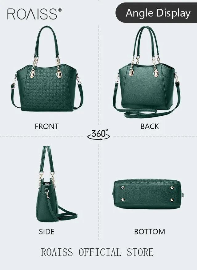 Large Shoulder Crossbody Bag for Women with Matching Clutch Ladies Tote Bag and Satchel with Hardware Buckle and Bottom Rivet – image 3