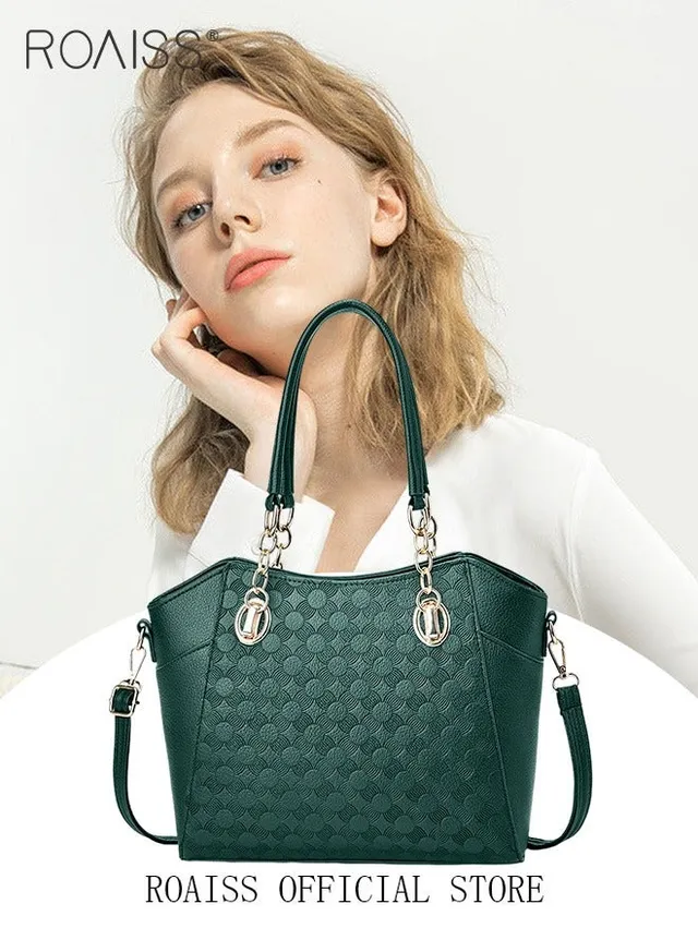 Large Shoulder Crossbody Bag for Women with Matching Clutch Ladies Tote Bag and Satchel with Hardware Buckle and Bottom Rivet – image 4