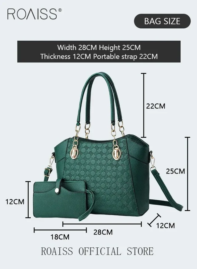 Large Shoulder Crossbody Bag for Women with Matching Clutch Ladies Tote Bag and Satchel with Hardware Buckle and Bottom Rivet – image 6