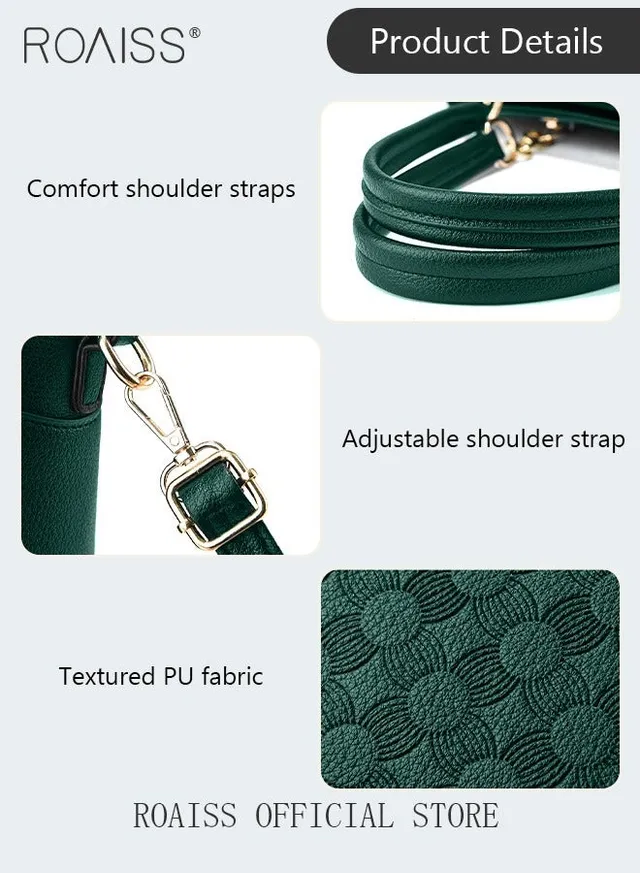 Large Shoulder Crossbody Bag for Women with Matching Clutch Ladies Tote Bag and Satchel with Hardware Buckle and Bottom Rivet – image 7