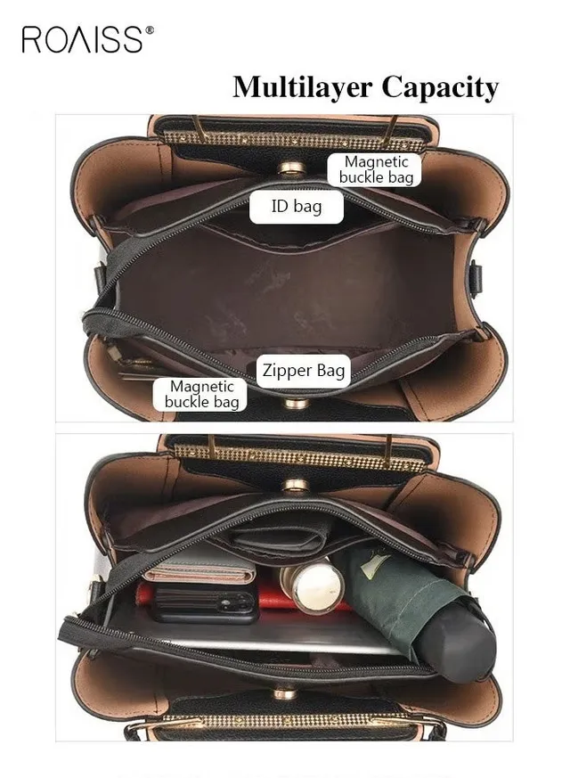 Leather Women Shoulder Bag Women's Handbag Elegant Patent Leather Bag Waterproof Handbag Shoulder Bag Women Large Capacity Bag – image 4