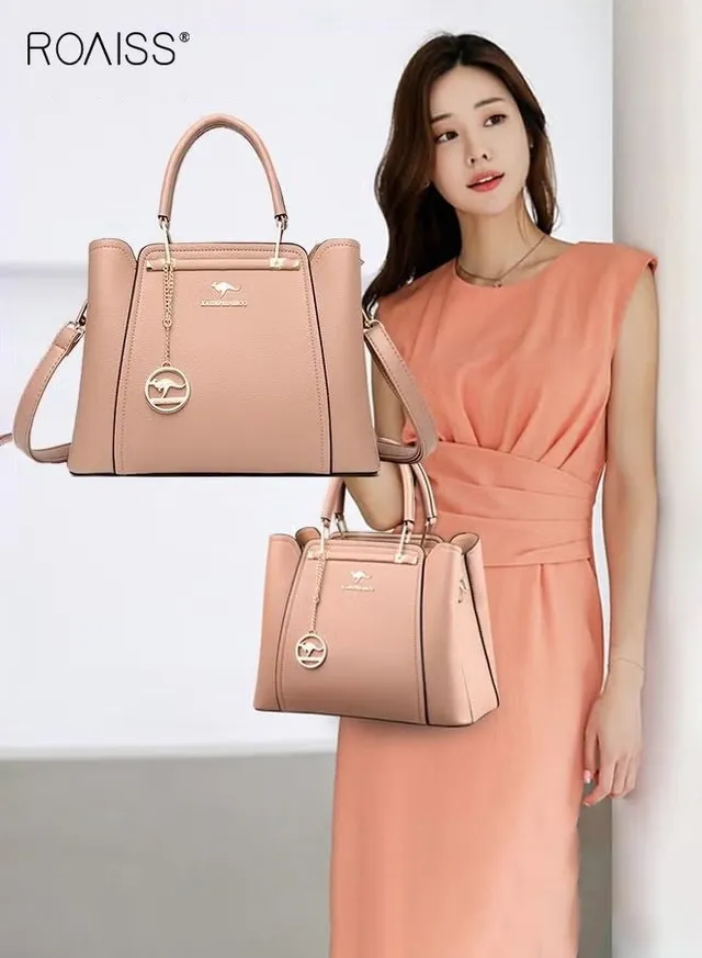 Women Stylish Handbag with Top Handle and Exquisite Pendant, Large Capacity Shoulder Bag with Adjustable Strap and Magnetic Buckle, Elegant Chic Crossbody Bag for Ladies, Ideal for Dating, Shopping and Everyday Use