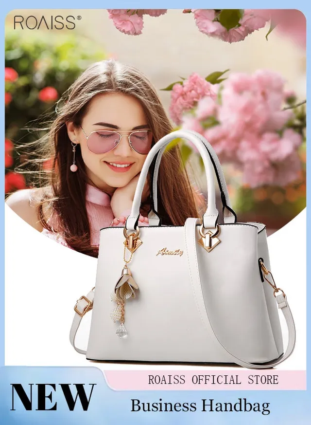 Women Stylish Handbag with Top Handle and Exquisite Pendant, Large Capacity Shoulder Bag with Adjustable Strap and Zipper Closure, Elegant Chic Crossbody Bag for Ladies, Ideal for Dating, Shopping and Everyday Use