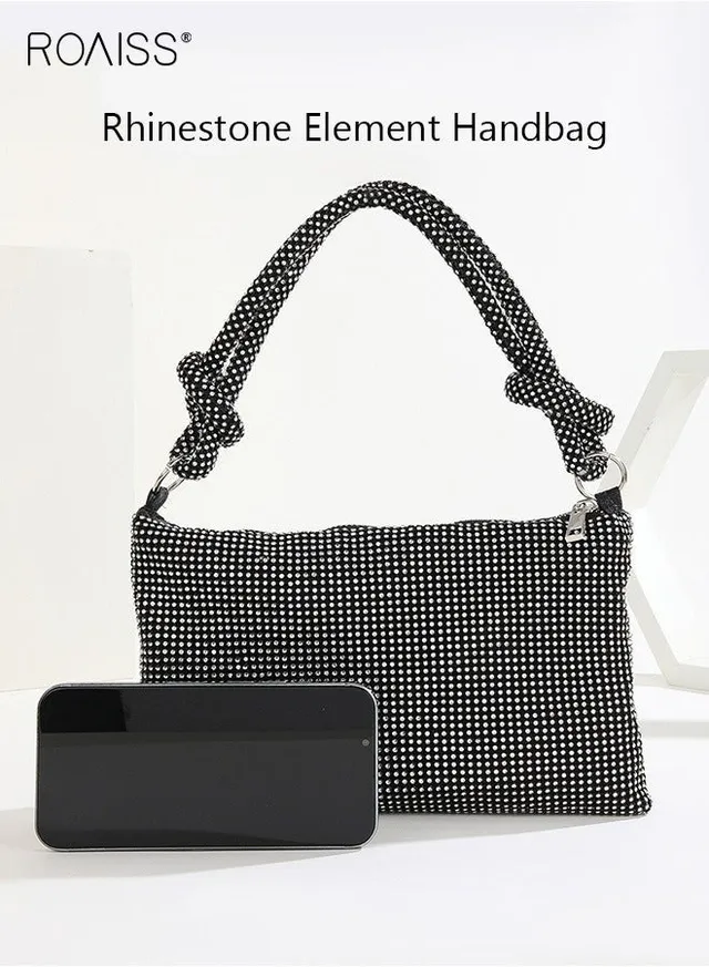 Women Stylish Shoulder Bag with Rhinestone, Elegant Chic Underarm Bag, Simple Glittery Bag for Lady, Versatile Handbag with Smooth Zipper, Suitable for Daily Items – image 6
