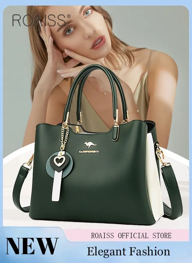 PU Leather Women Shoulder Bag Women's Handbag Elegant Patent Leather Bag Waterproof Handbag Shoulder Bag Women Large Capacity Bag Crossbody Tote Bag Green Lightweight Portable and Waterproof