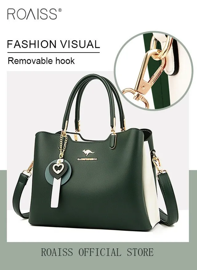 Women's Patent PU Leather Two-Tone Handbag, Elegant Structured Tote Bag with Detachable Shoulder Strap, Ladies Classic Shoulder Bag Handle Satchel Bag with Gold-Tone Hardware, Multi-Functional Crossbody Purse for Work Office Business Everyday Casual Wear – image 5