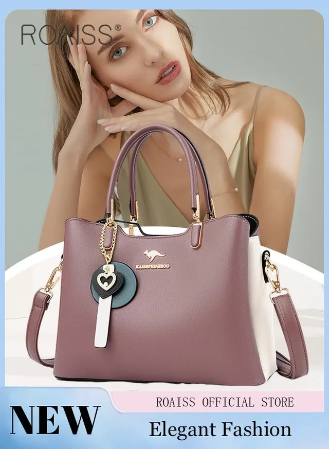 PU Leather Women Shoulder Bag Women's Handbag Elegant Patent Leather Bag Waterproof Handbag Shoulder Bag Women Large Capacity Bag Layered Everyday Tote Shopper Purple