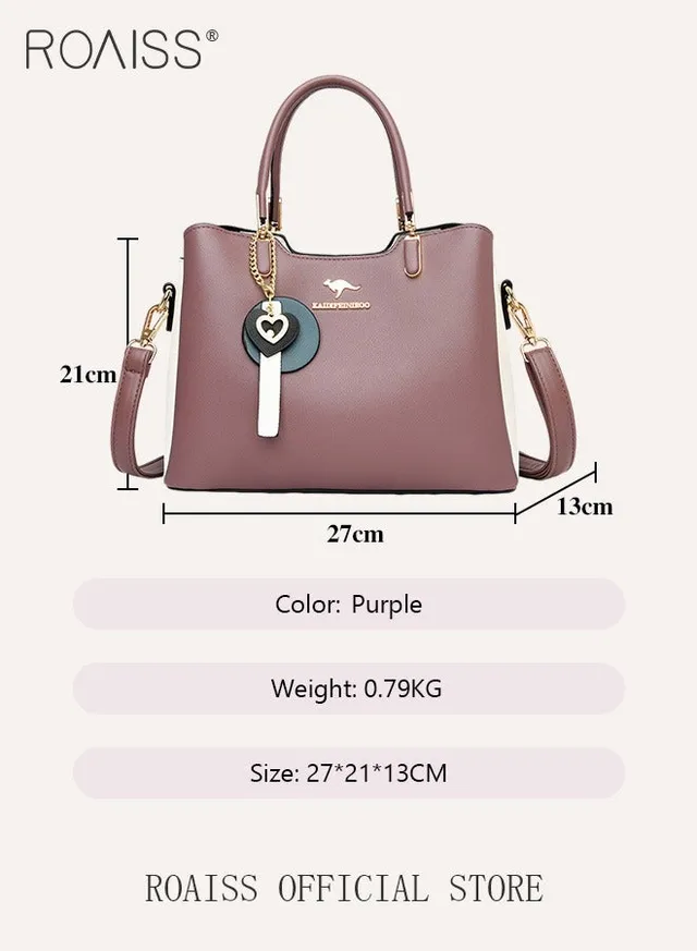 Women's Patent PU Leather Two-Tone Handbag, Elegant Structured Tote Bag with Detachable Shoulder Strap, Ladies Classic Shoulder Bag  Handle Satchel Bag with Gold-Tone Hardware, Multi-Functional Crossbody Purse for Work Office Business Everyday Casual Wear – image 7