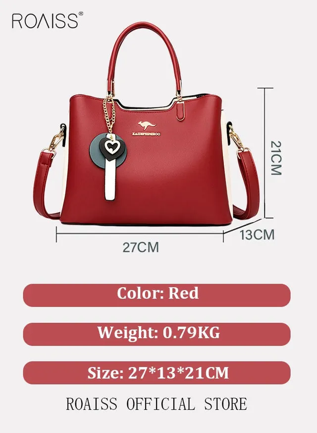 Women's Patent PU Leather Two-Tone Handbag, Elegant Structured Tote Bag with Detachable Shoulder Strap, Ladies Classic Shoulder Bag  Handle Satchel Bag with Gold-Tone Hardware, Multi-Functional Crossbody Purse for Work Office Business Everyday Casual Wear – image 5