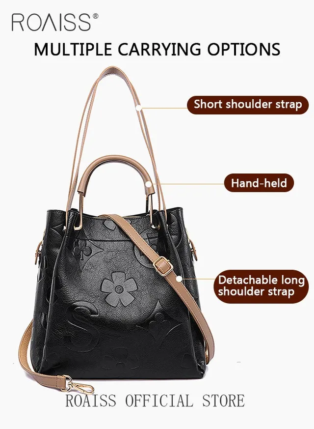 Premium Large Capacity Handbag for Women Exquisite Texture Embossed Tote Casual Top Handle Bucket Crossbody Bags with Gift Bag Gifts for Mother Wife Bridal Suitable for Ramadan Wedding or Leisure – image 3
