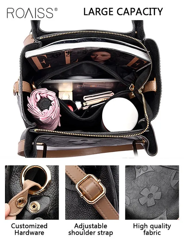 Premium Large Capacity Handbag for Women Exquisite Texture Embossed Tote Casual Top Handle Bucket Crossbody Bags with Gift Bag Gifts for Mother Wife Bridal Suitable for Ramadan Wedding or Leisure – image 4