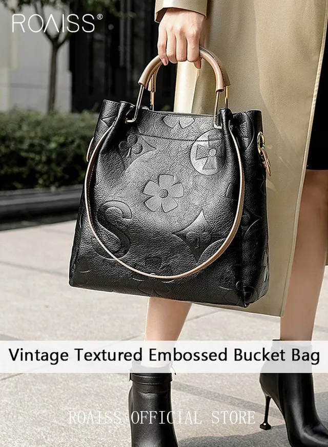 Premium Large Capacity Handbag for Women Exquisite Texture Embossed Tote Casual Top Handle Bucket Crossbody Bags with Gift Bag Gifts for Mother Wife Bridal Suitable for Ramadan Wedding or Leisure – image 5