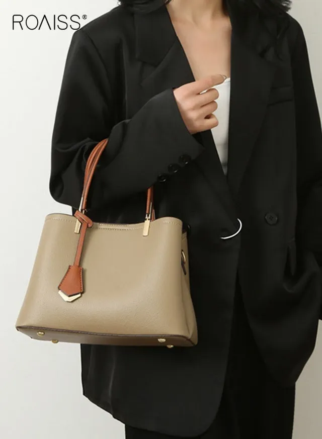 PU Leather Tote Bag for Women Stylish and Versatile Shoulder Messenger Bag Ladies New Style Trendy Multi-layer Handbag Wear Protection Khaki – image 2