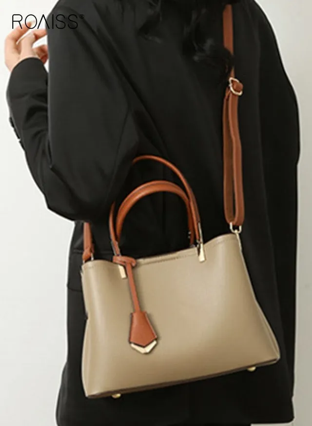 PU Leather Tote Bag for Women Stylish and Versatile Shoulder Messenger Bag Ladies New Style Trendy Multi-layer Handbag Wear Protection Khaki – image 4