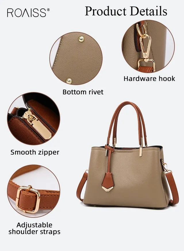 PU Leather Tote Bag for Women Stylish and Versatile Shoulder Messenger Bag Ladies New Style Trendy Multi-layer Handbag Wear Protection Khaki – image 6