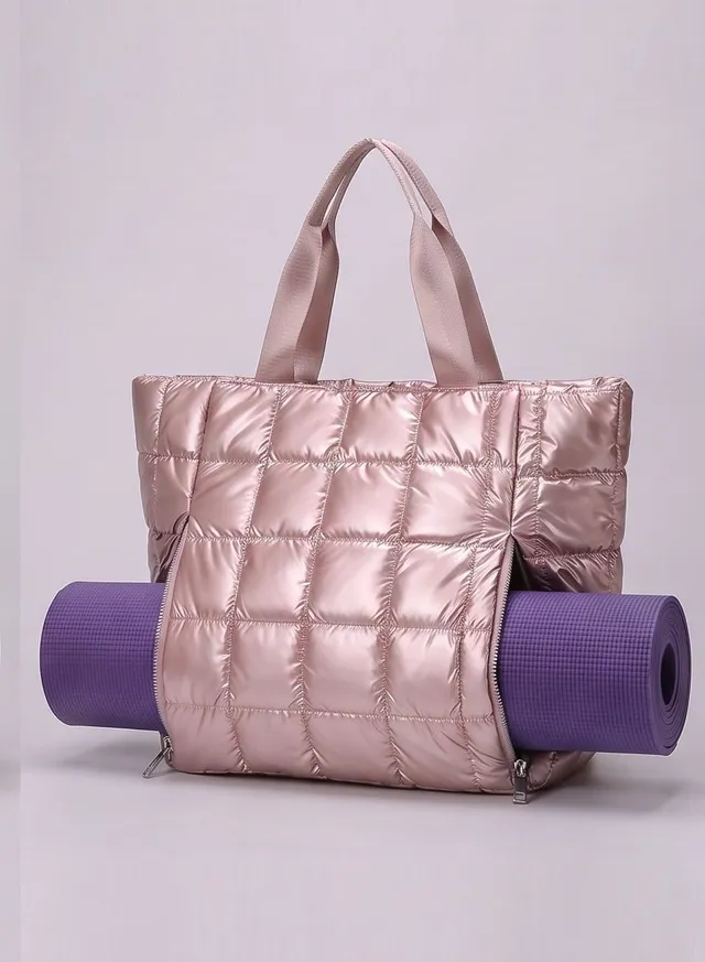 Luna Quilted Puffer Tote Bag for Padel & Yoga with Yoga Mat Compartment