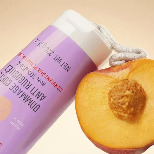 Body Scrub with 10% AHA, Pumice, Fresh Peach Scent for Sensitive Skin – image 4