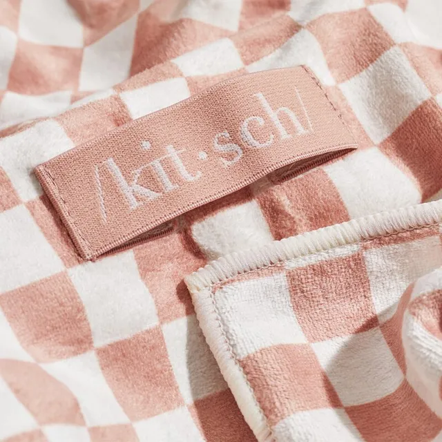 Extra Large Quick-Dry Microfiber Hair Towel Wrap - Terracotta Checker – image 5