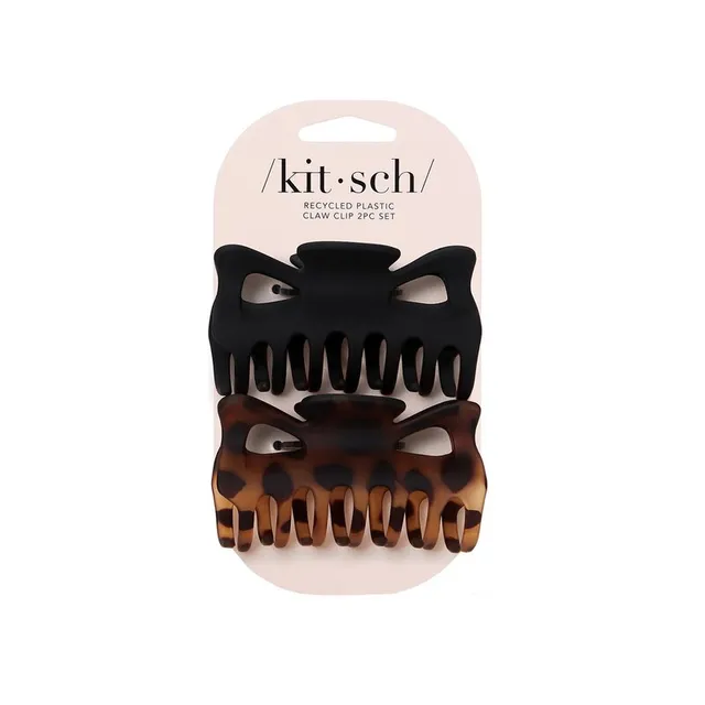 Large Recycled Black & Tortoise Claw Clips Set for Hair Styling – image 2