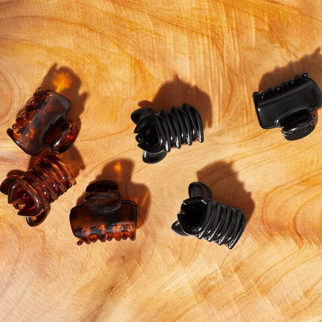 Recycled Plastic Mini Puffy Claw Clips 6pc Set Black & Tort – image 5