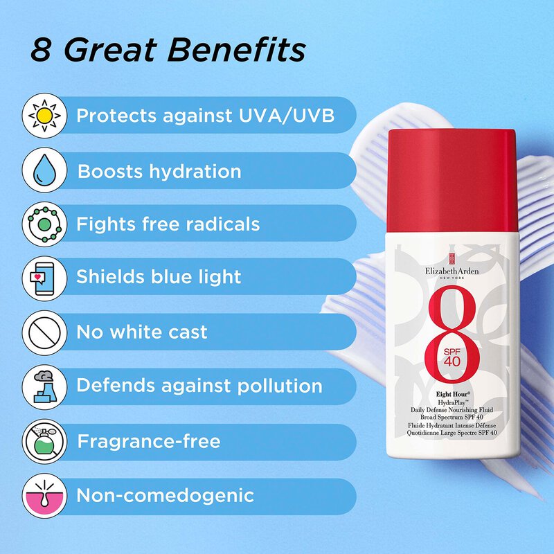سائل هايدرا بلاي™ المغذي للحماية اليومية من إيِت أور® المعزز بـ SPF40 واسع الطيف