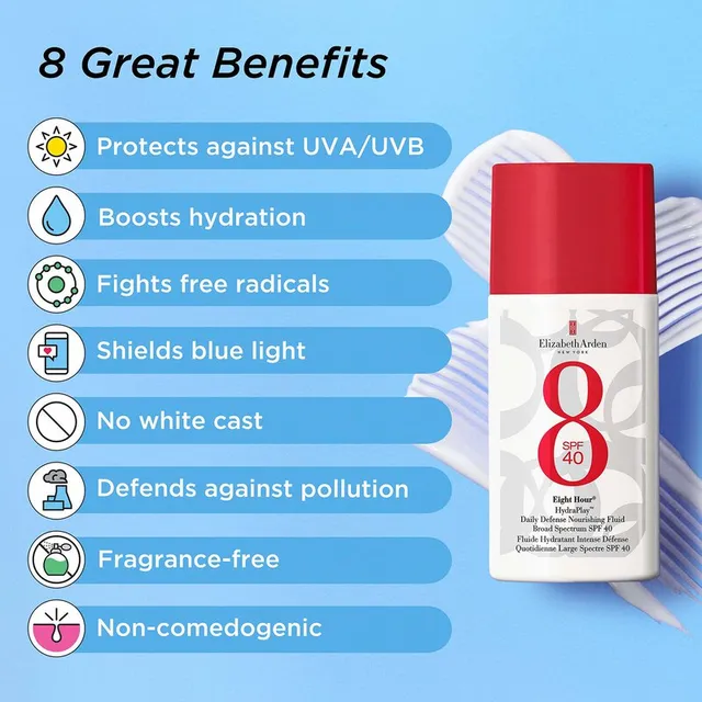 سائل هايدرا بلاي™ المغذي للحماية اليومية من إيِت أور® المعزز بـ SPF40 واسع الطيف – صورة 3