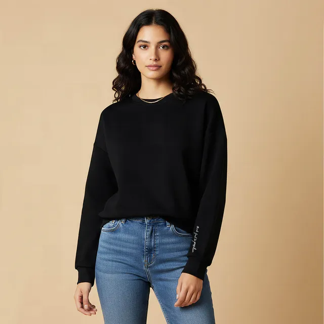 Regular Fit Sweatshirt with Slogan Print